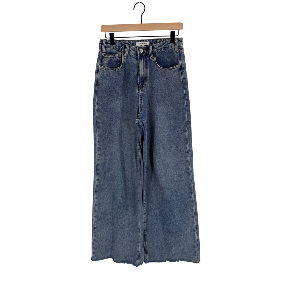 WeWoreWhat Wide Leg Jeans Blue 26 High Rise Raw Hem Denim Streetwear Y2K 90s